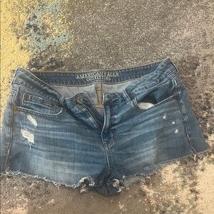 American Eagle Outfitters Blue Distressed Jean Shorts